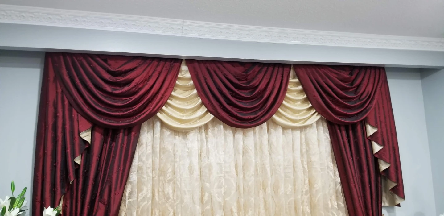 Burgundy and Gold Drapes with Valance - photo 3