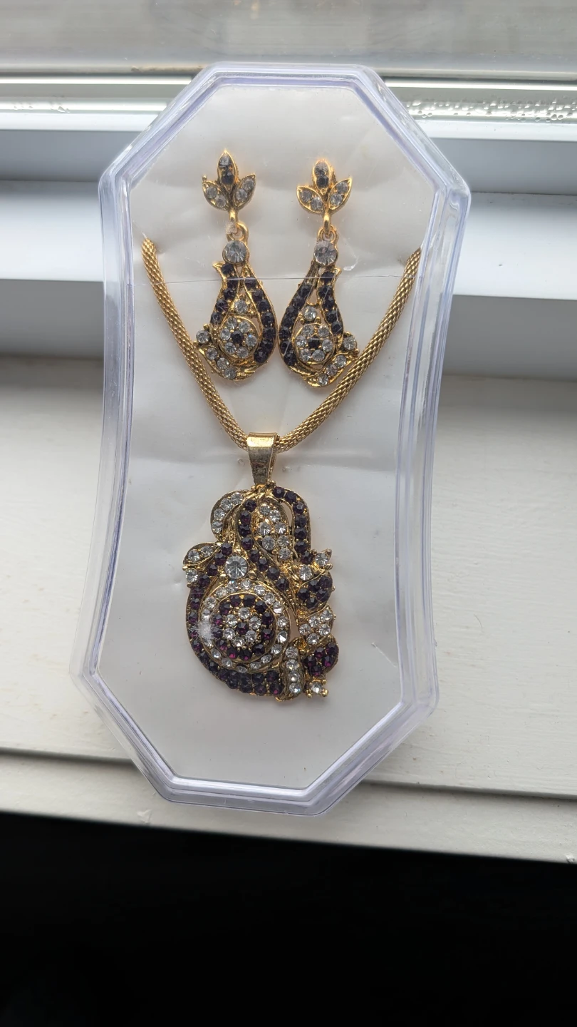 Gold-tone Pendant Necklace and Earring Set