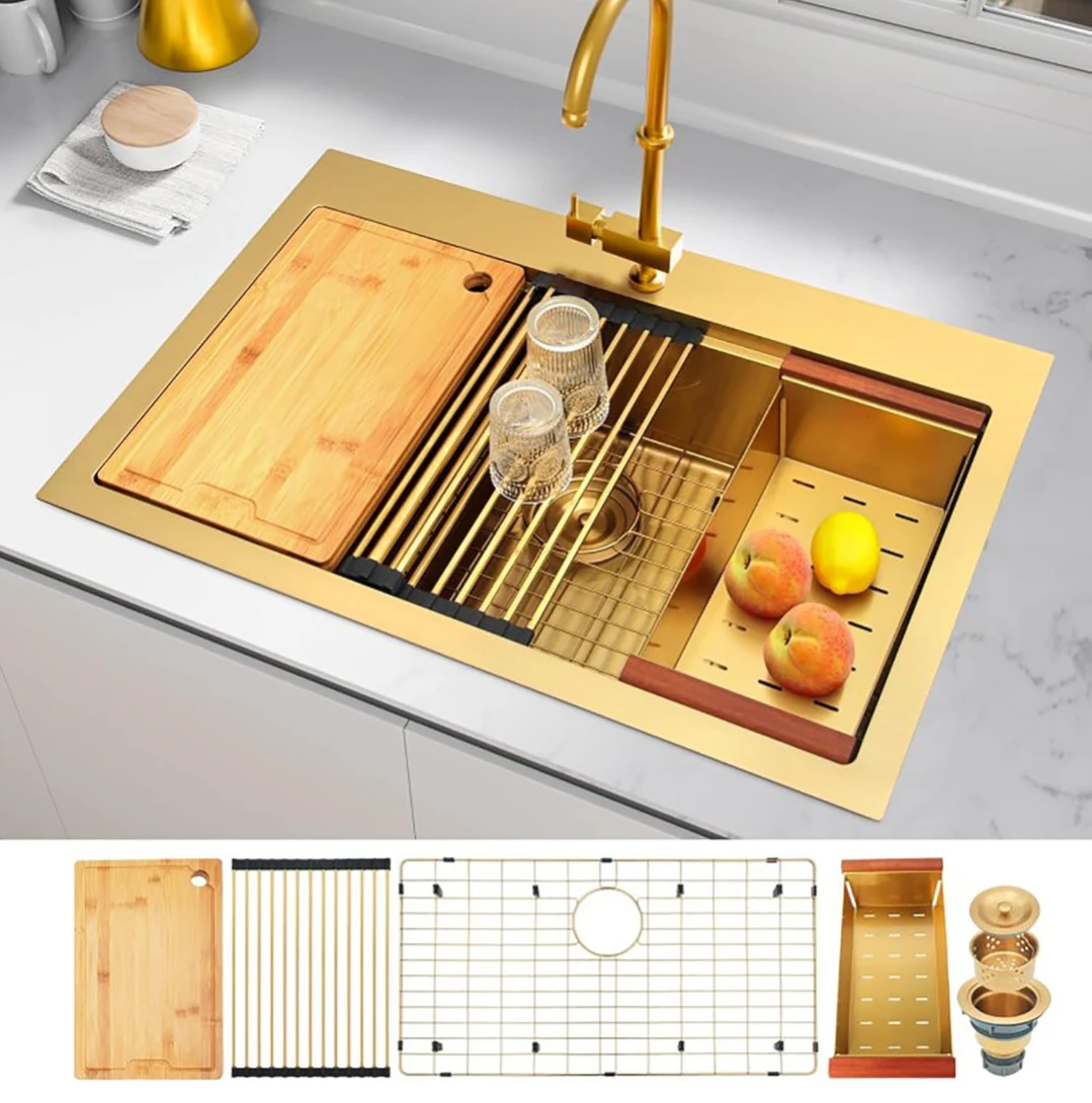 Gold topmount Kitchen Sink with Accessories - photo 2