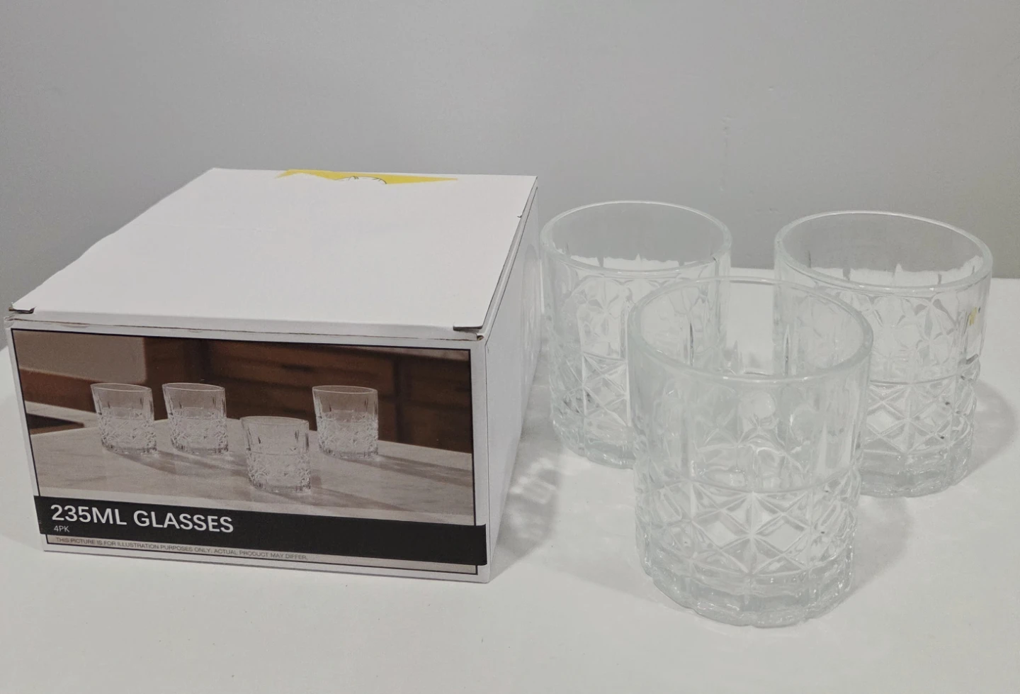 Set of 4, 235ml Crystal Cut Glasses🌱