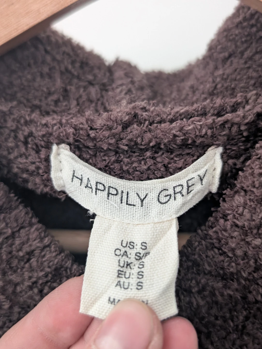 Happily Grey Brown Fuzzy Cropped Hoodie - photo 2