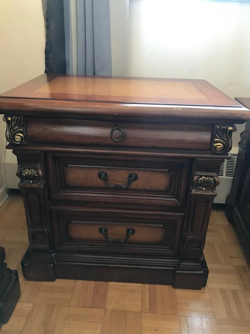Wooden Nightstand with Two Drawers
