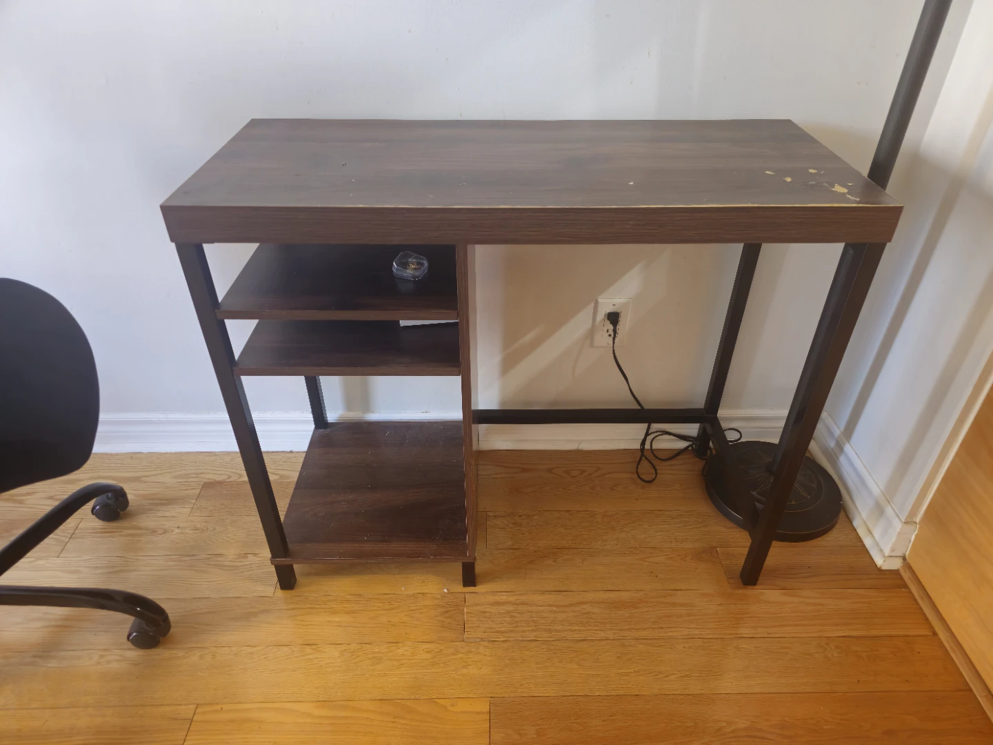 Dark Wood Desk with Shelves