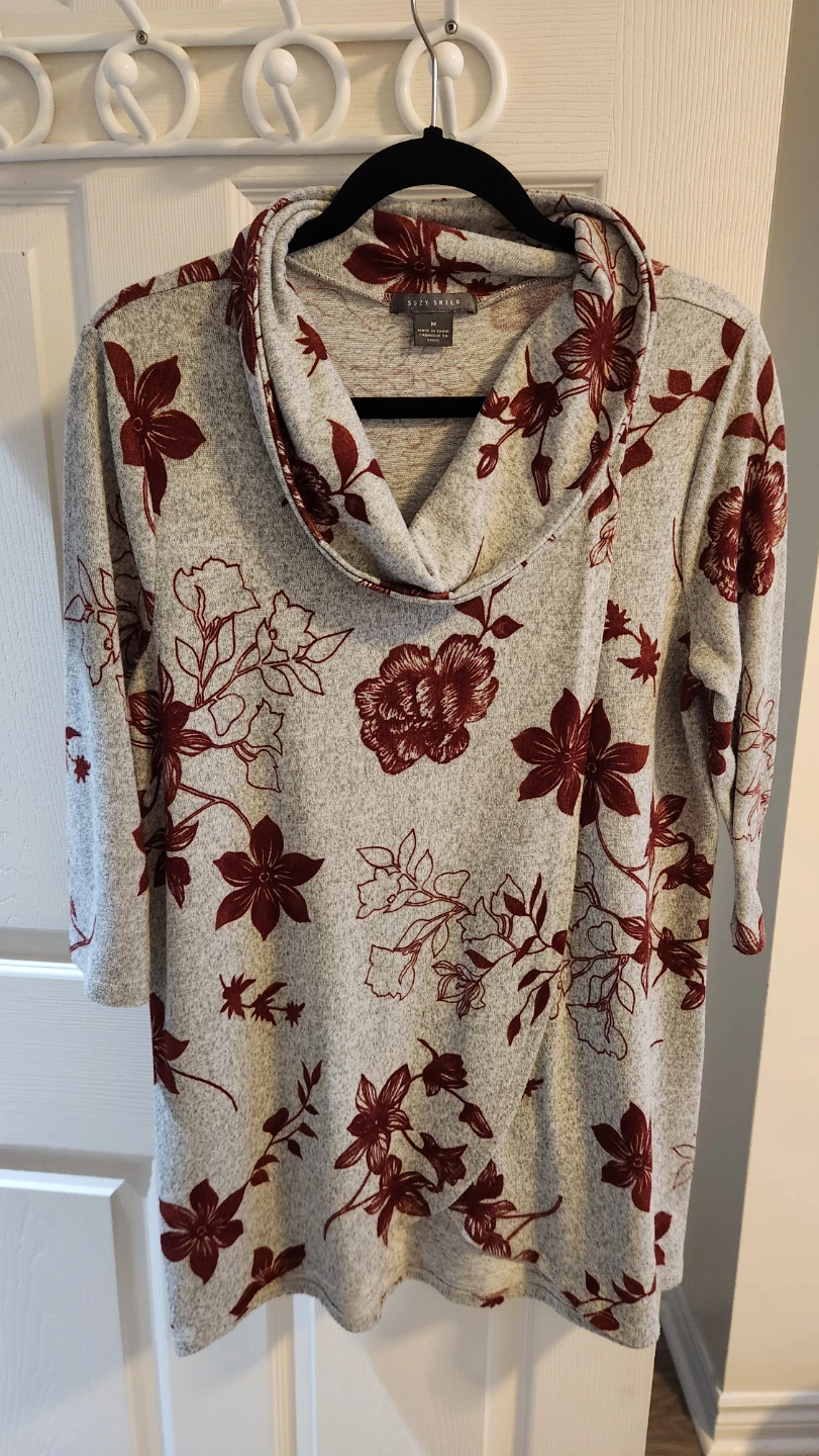 Floral Cowl Neck Top - Medium