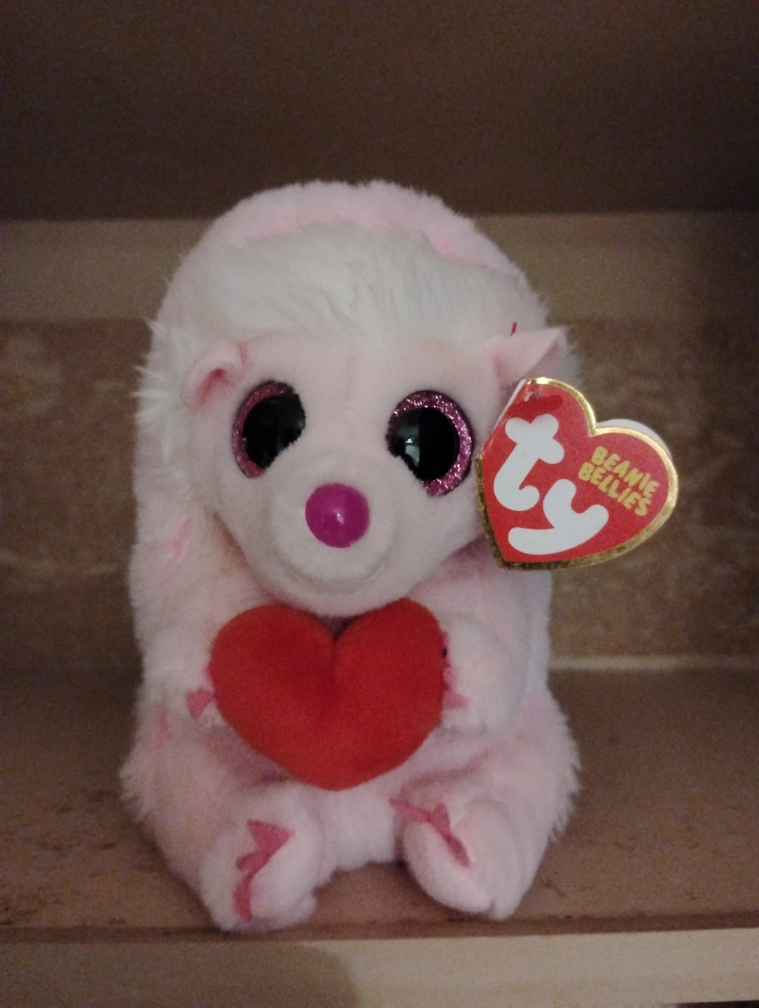 Ty Beanie Babies Pink Hedgehog with Heart Plush