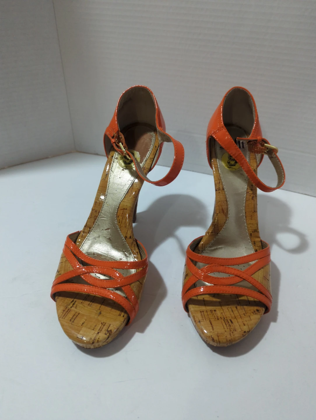 Sofft Orange Patent Cork Heel Sandals - photo 2