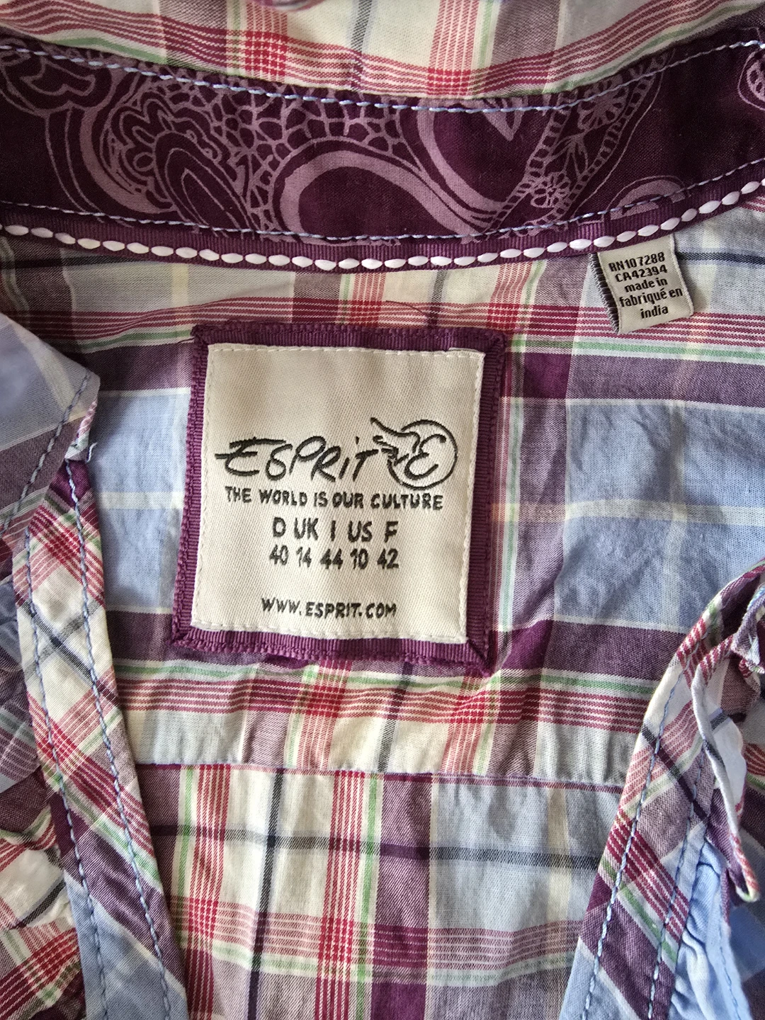 Esprit Plaid Ruffle Button-Up Shirt - Women's Size 10 - photo 2