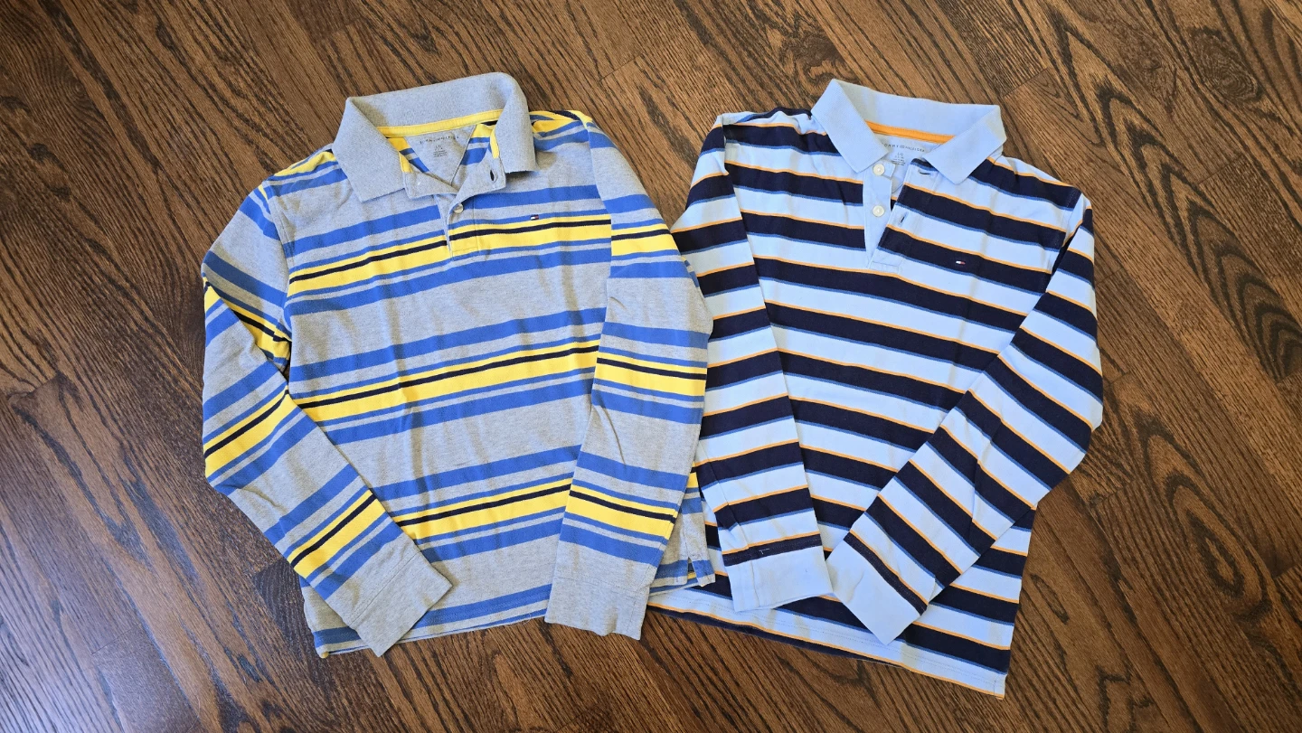 2 Tommy Hilfiger Long Sleeve Polo Shirts - Size L/12Y