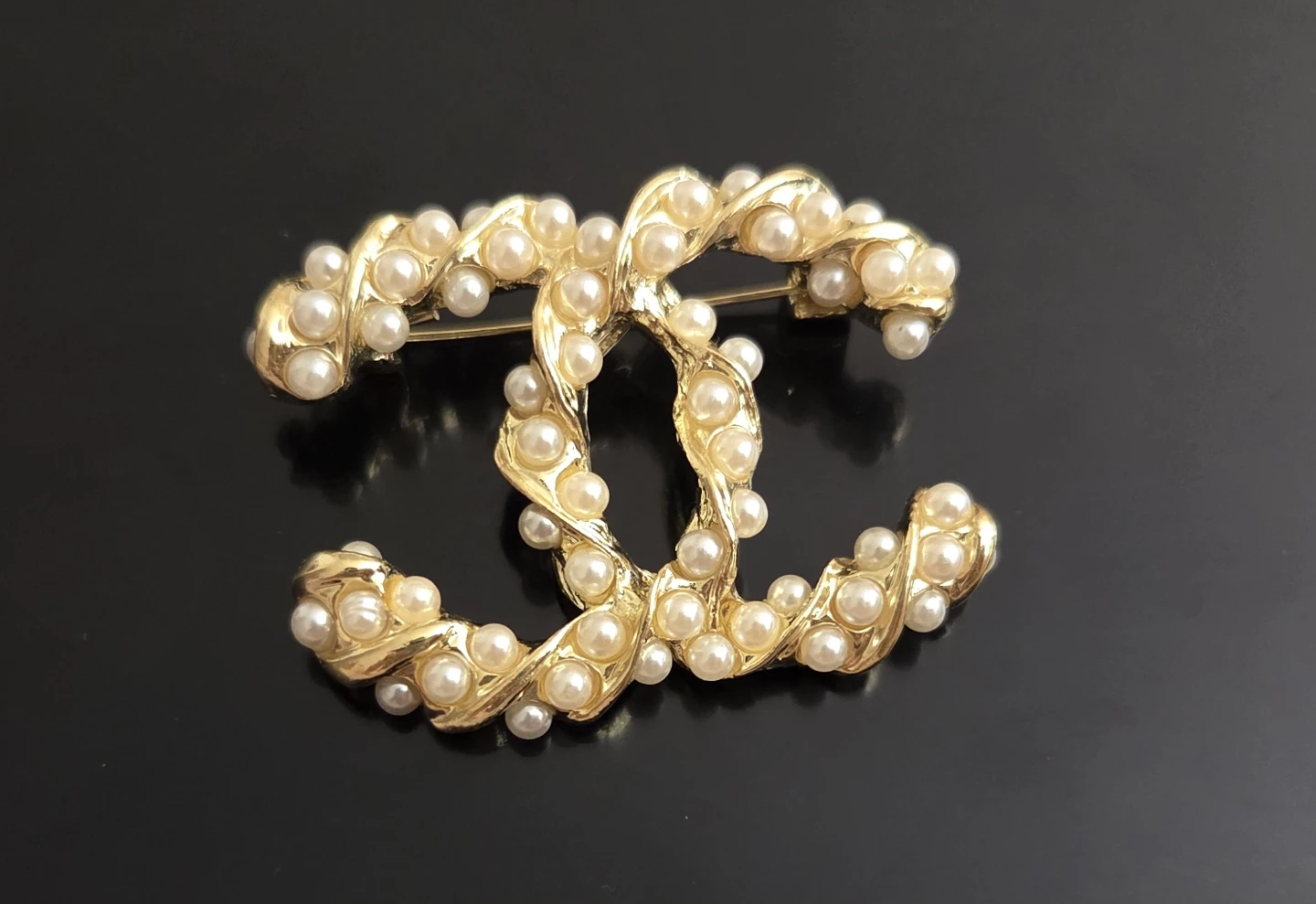 Chanel CC Pearl Brooch