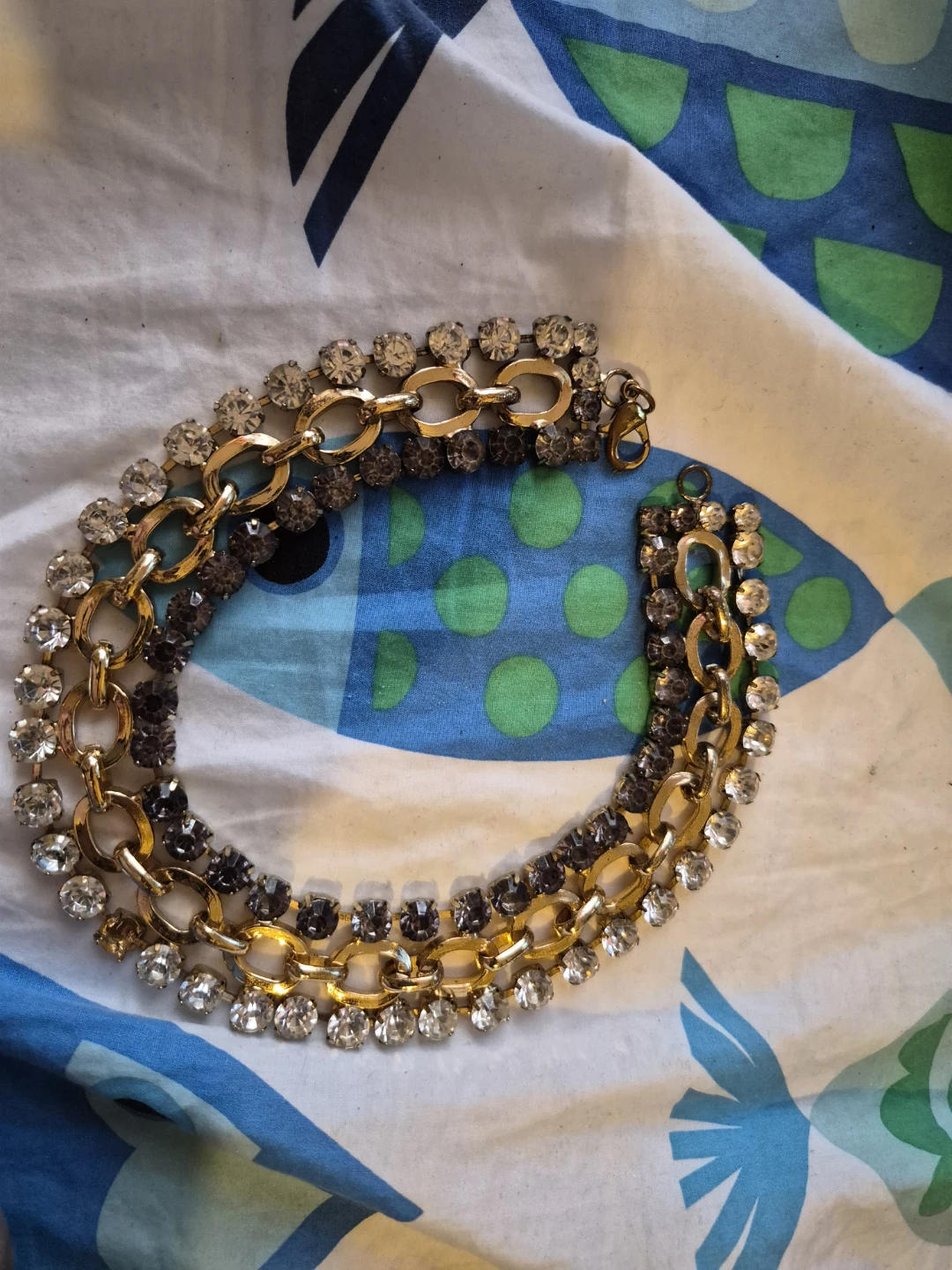 Gold Tone Crystal Statement Necklace