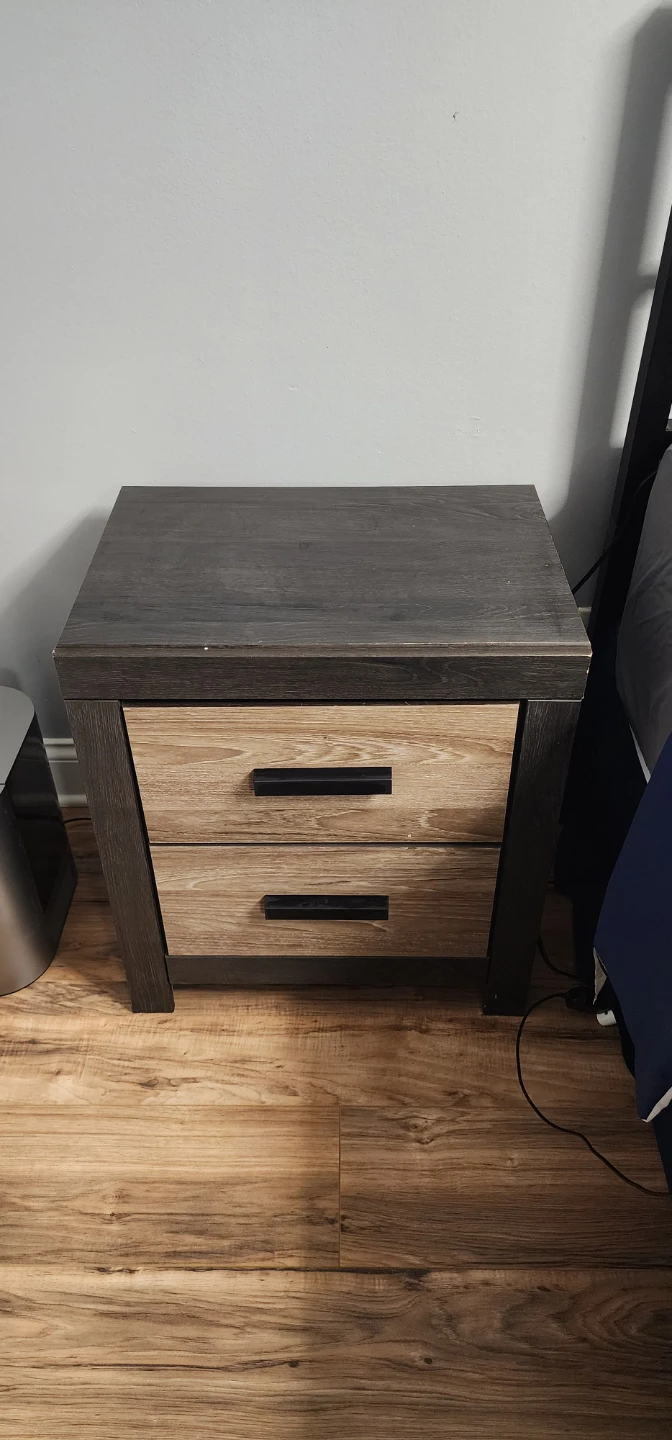 2-Drawer Nightstand - Wood Grain & Dark Finish - photo 4