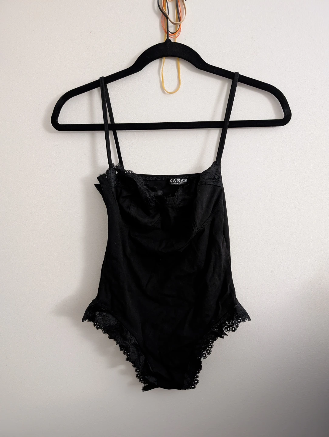 Zara's Black Lace Trim Bodysuit Sexy Inner Wear Stretchable
