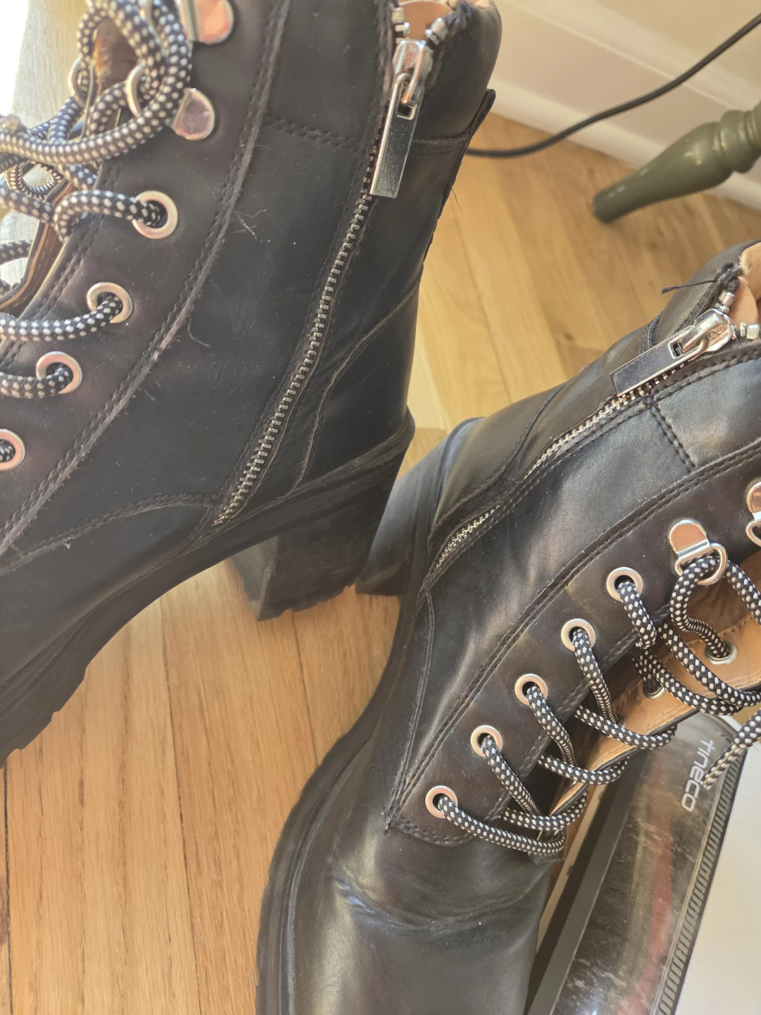 Black Lace-Up Combat Boots - photo 3