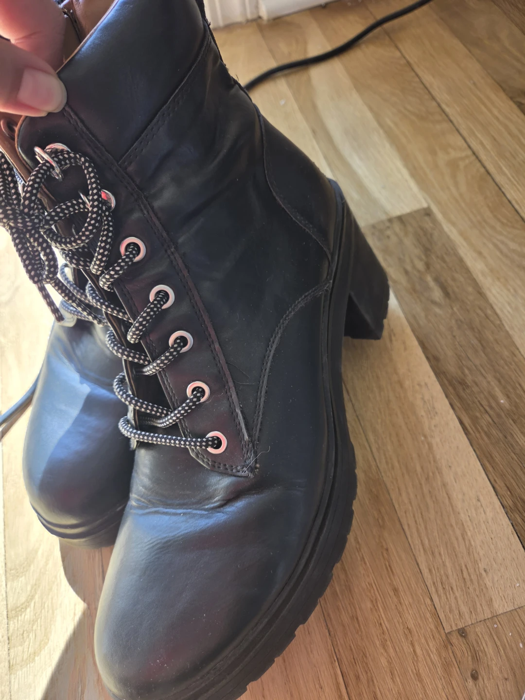 Black Lace-Up Combat Boots - photo 4