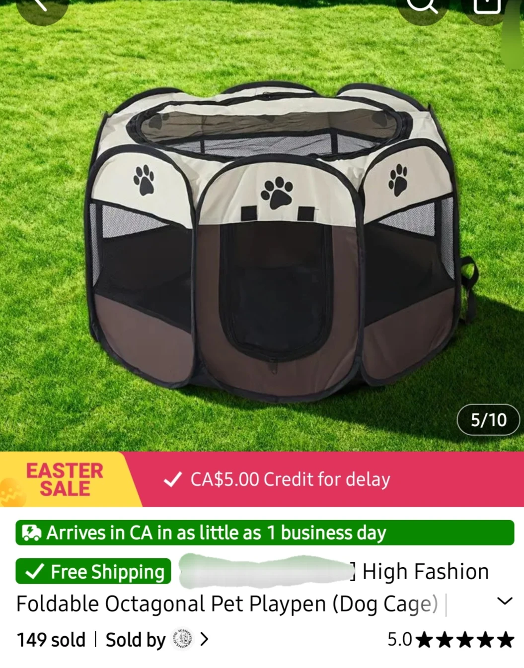 Foldable Octagonal Pet Playpen (Dog Cage) - Large