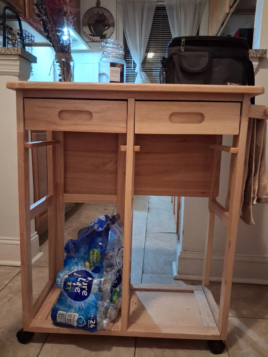 Wood Kitchen Cart with Two Drawers