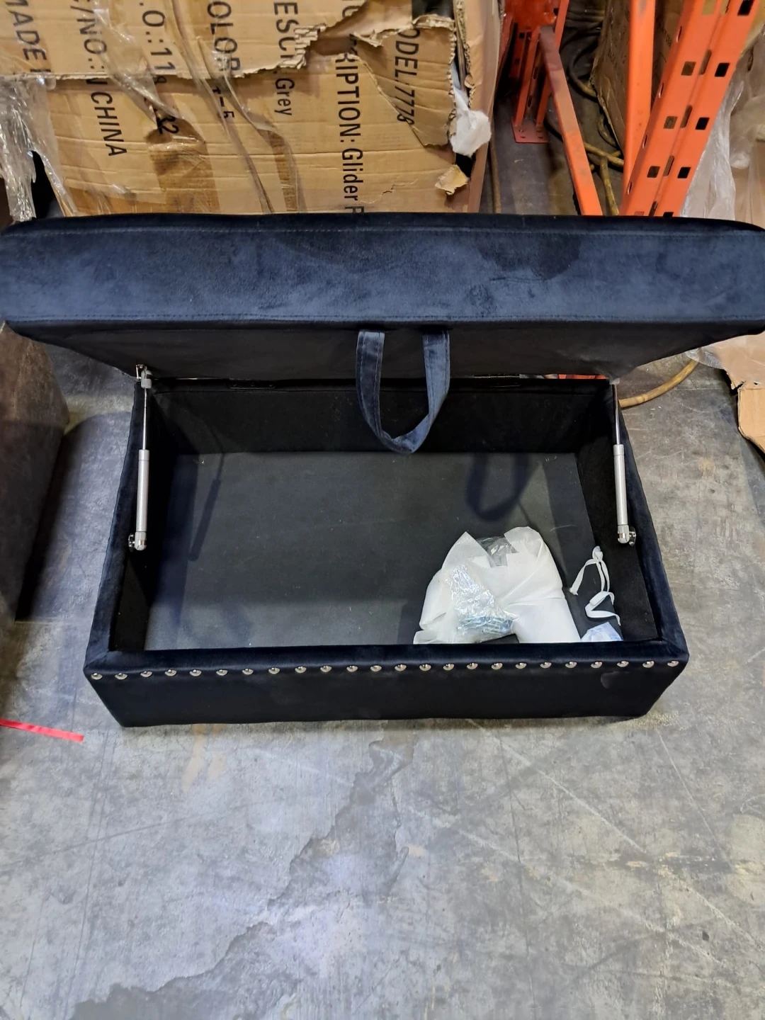 Black Velvet Storage Ottoman - photo 5