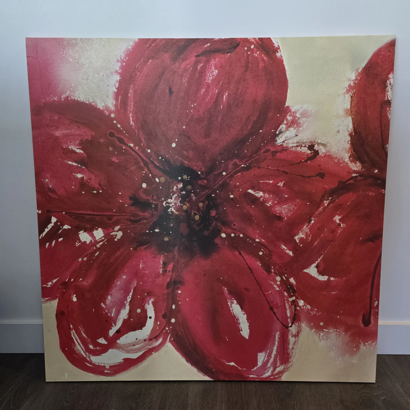 Abstract Red Floral Canvas Wall Art