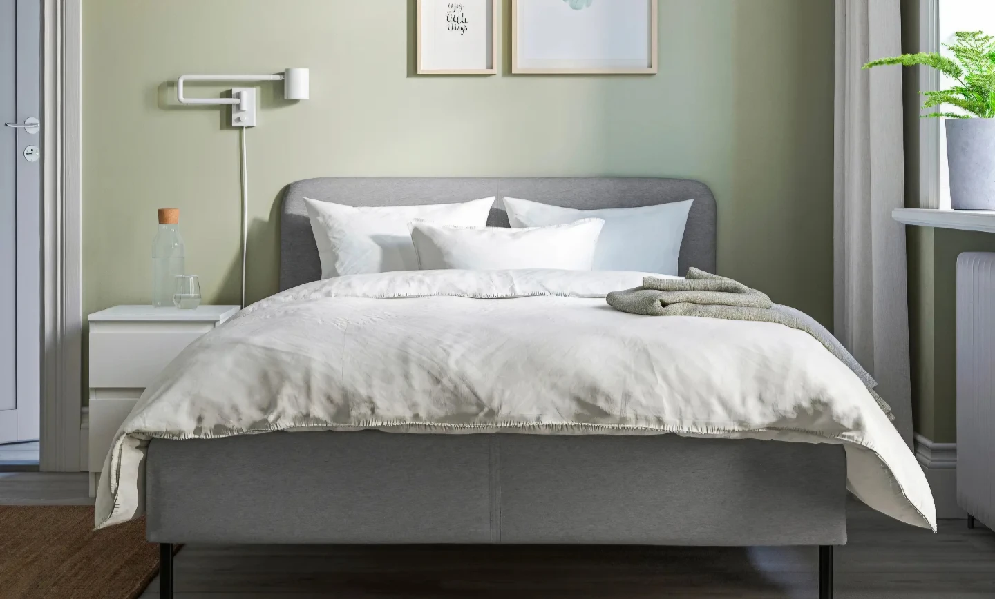 Grey Upholstered Full Size Bed Frame - photo 2