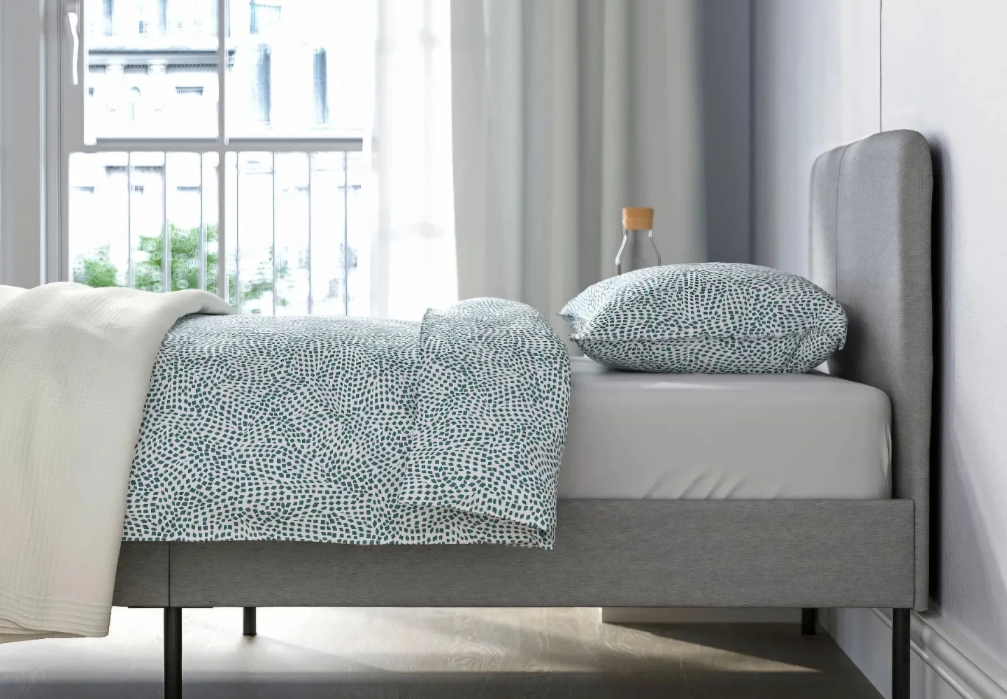 Grey Upholstered Full Size Bed Frame - photo 3