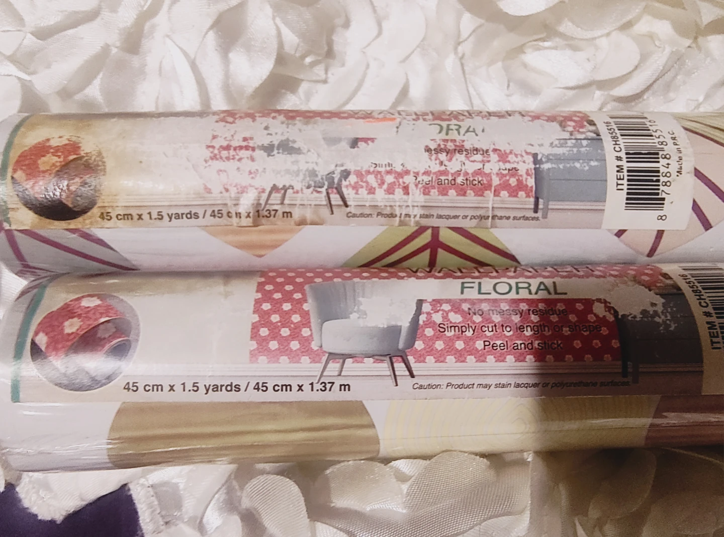 2 Rolls Floral Peel and Stick Wallpaper 45cm x 1.37m New - photo 2