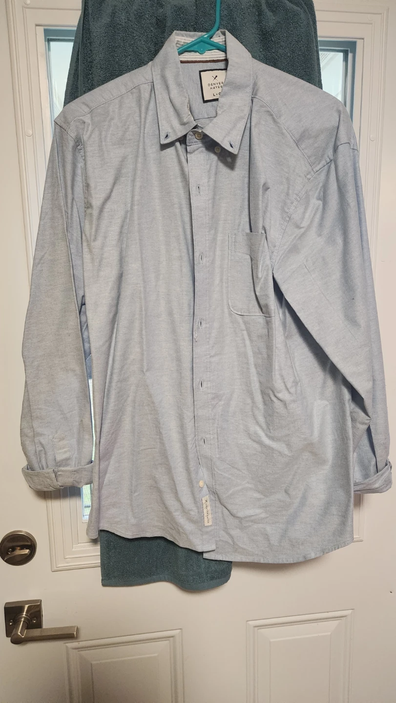 Denver Hayes Light Blue Long Sleeve Button-Up Shirt - Large