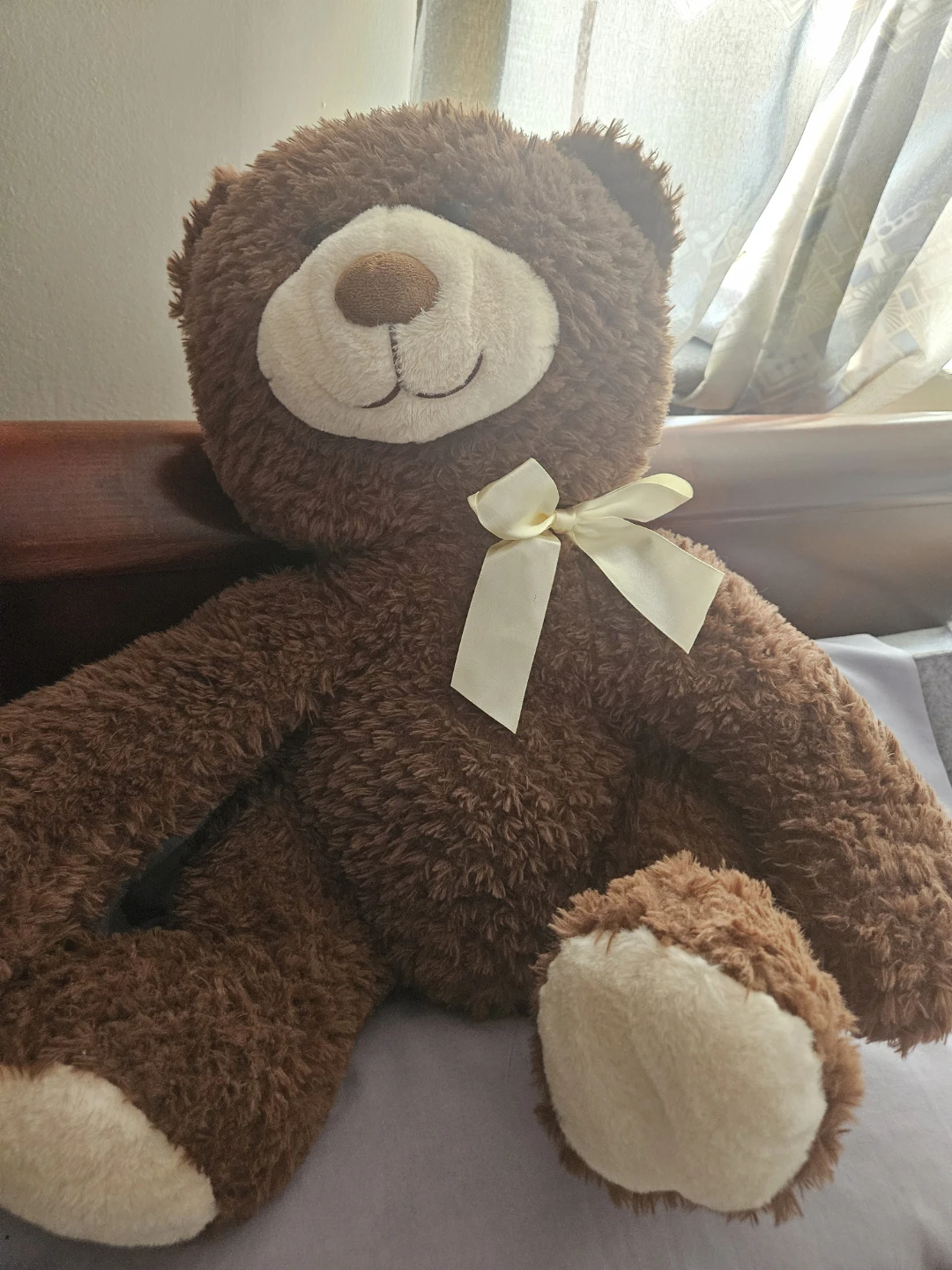 Brown Teddy Bear with Cream Bow
