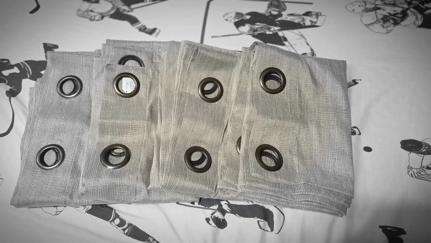 Set of 4 Light Grey Grommet Curtains