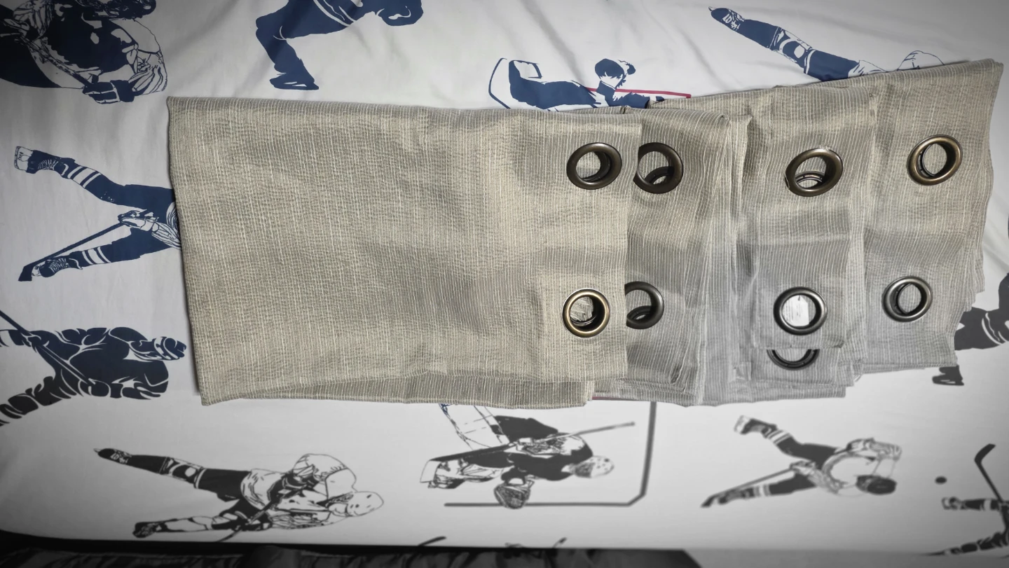 Set of 4 Light Grey Grommet Curtains - photo 2