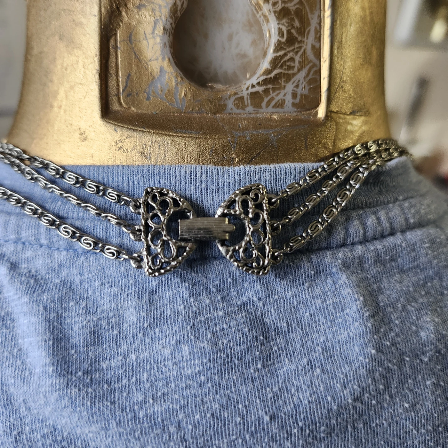 Layered Silver-Tone Necklace with Cameo Pendant - photo 5