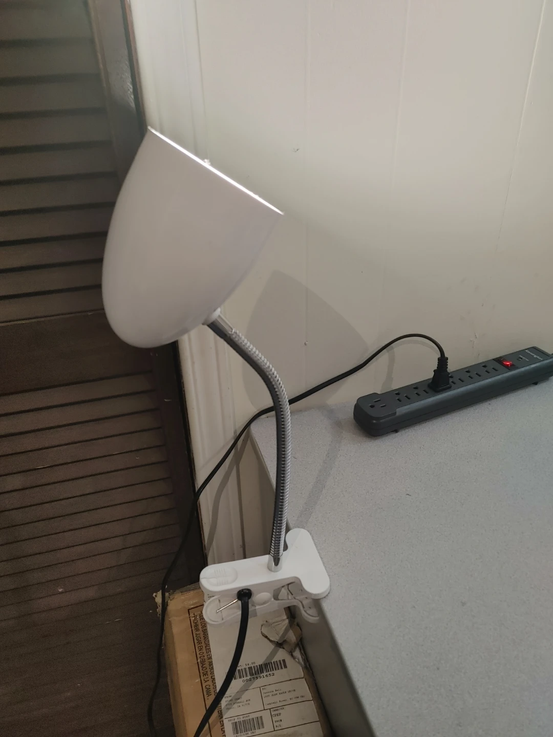 White Clip-On Gooseneck Desk Lamp