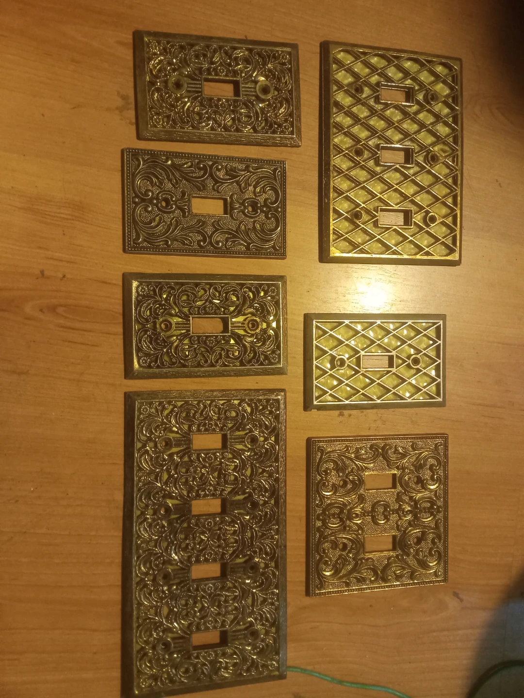 Ornate Brass Light Switch Plates - Lot of 7