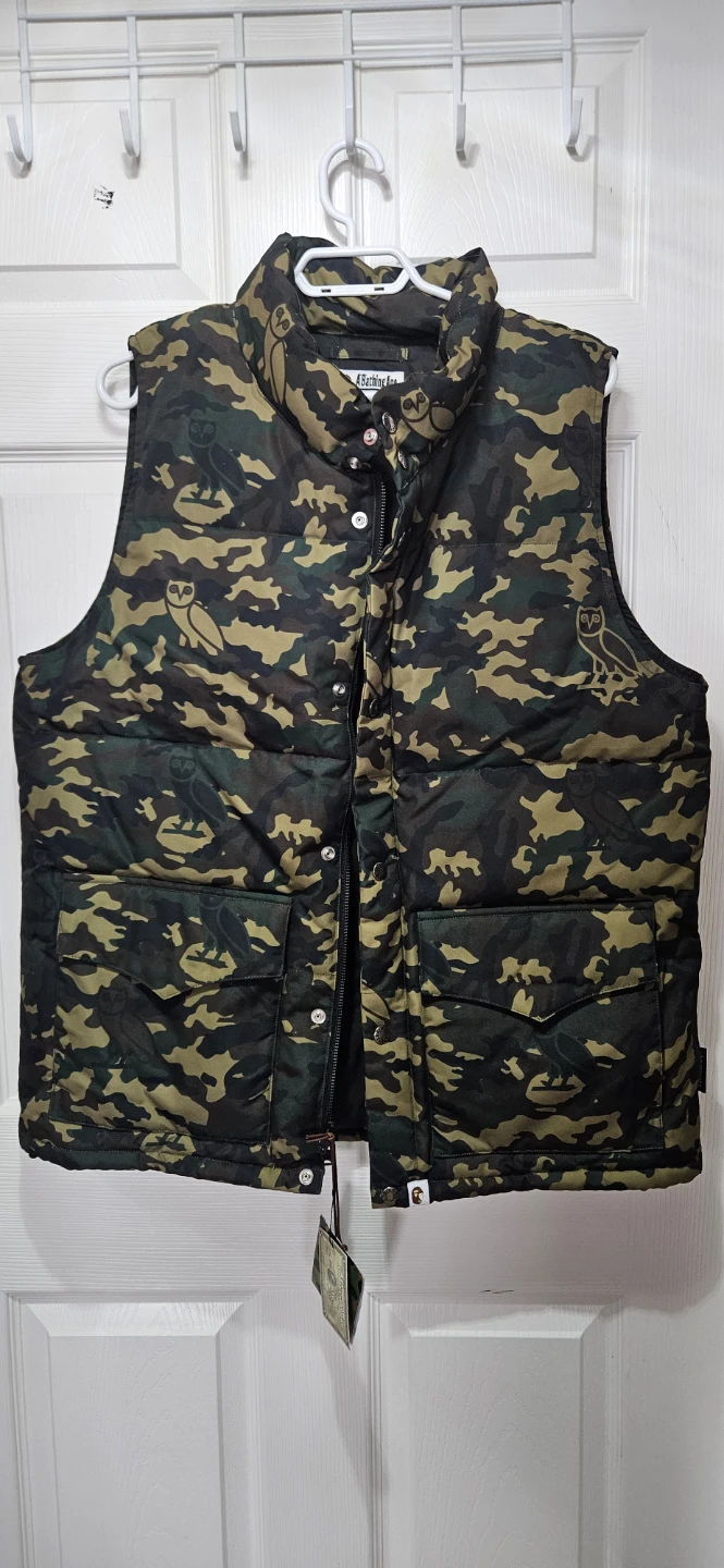A Bathing Ape Camo Owl Puffer Vest XL