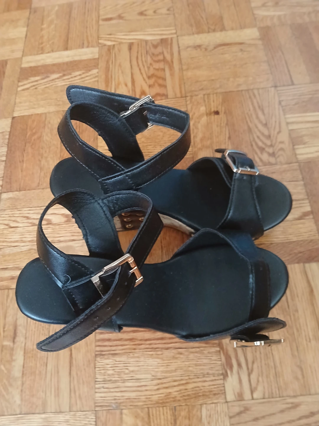 Women's Black Wedge Platform Sandals - photo 5