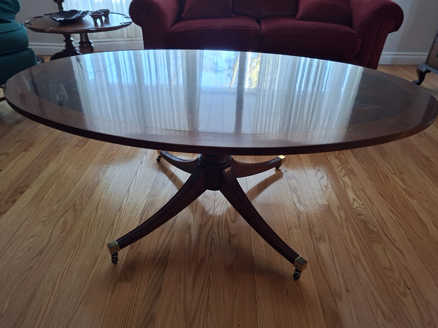 Oval Coffee Table with Pedestal Base