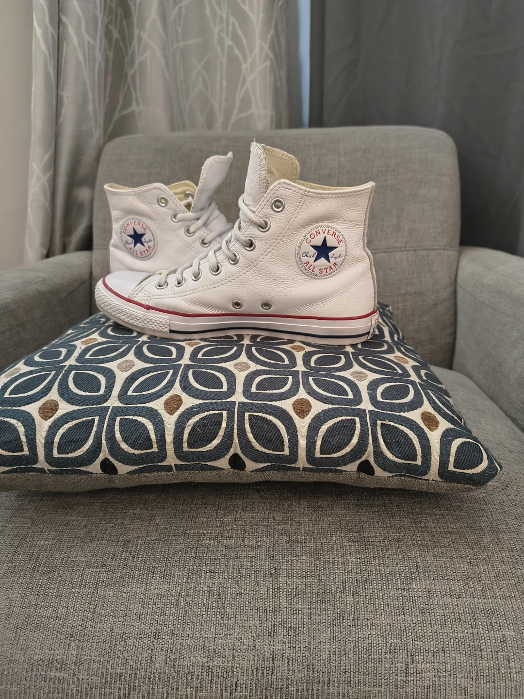 White Leather Converse Chuck Taylor  High-Top Sneakers - photo 3