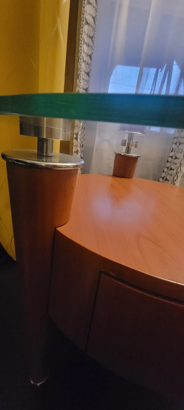 2 Round Glass Top Side Table with Drawer - photo 5