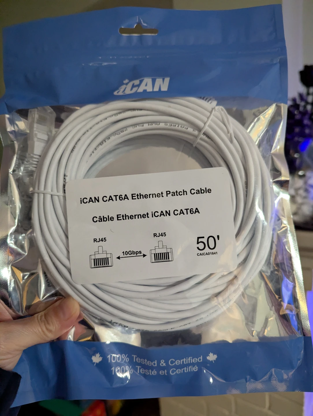 iCAN CAT6A 50' Ethernet Patch Cable - White