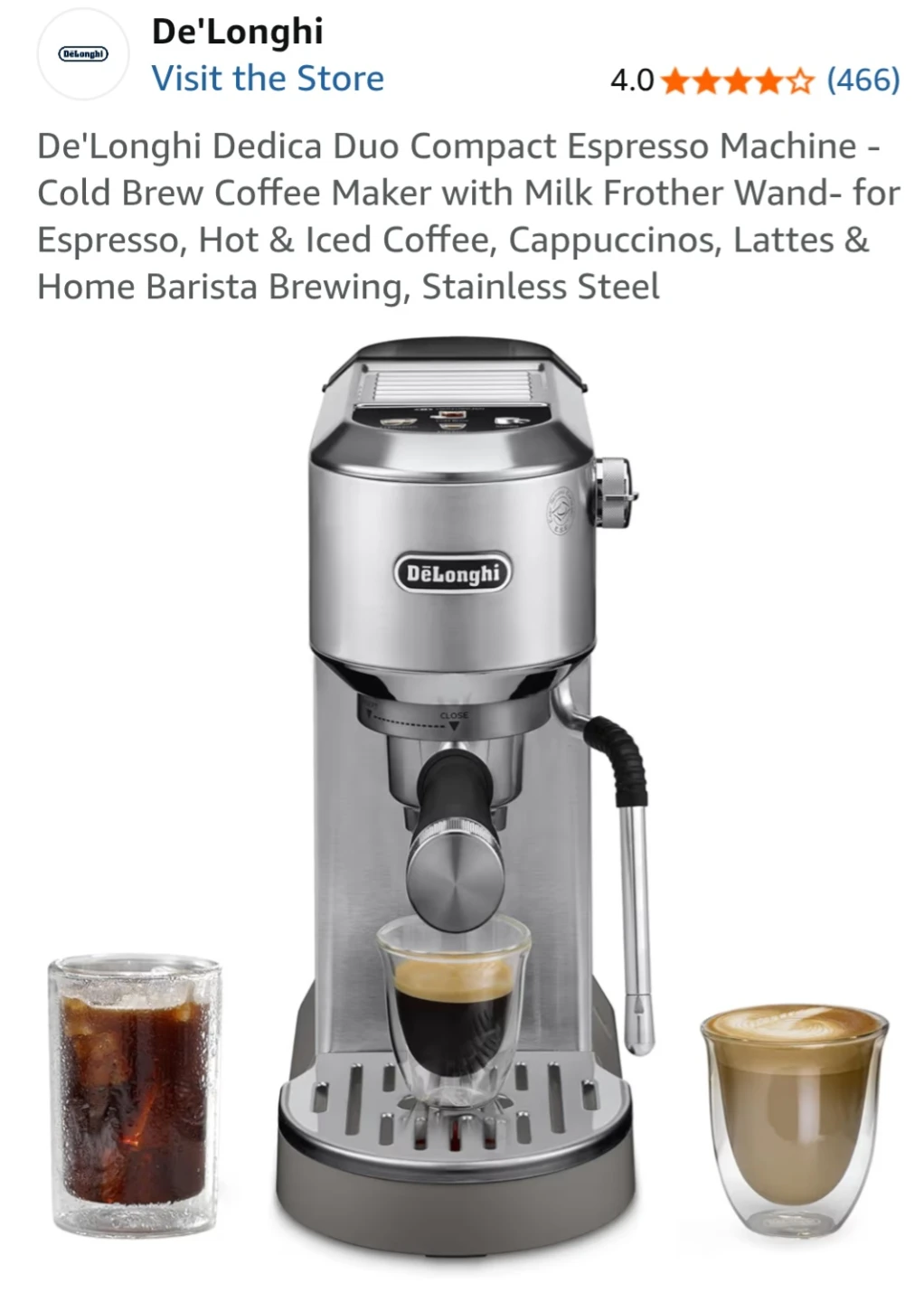 De'Longhi Dedica Duo Compact Espresso Machine - Stainless Steel