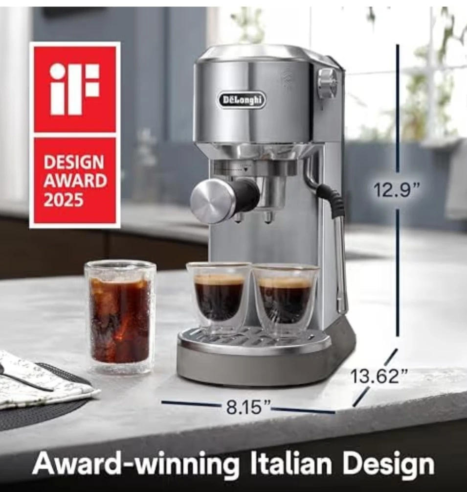 De'Longhi Dedica Duo Compact Espresso Machine - Stainless Steel - photo 3