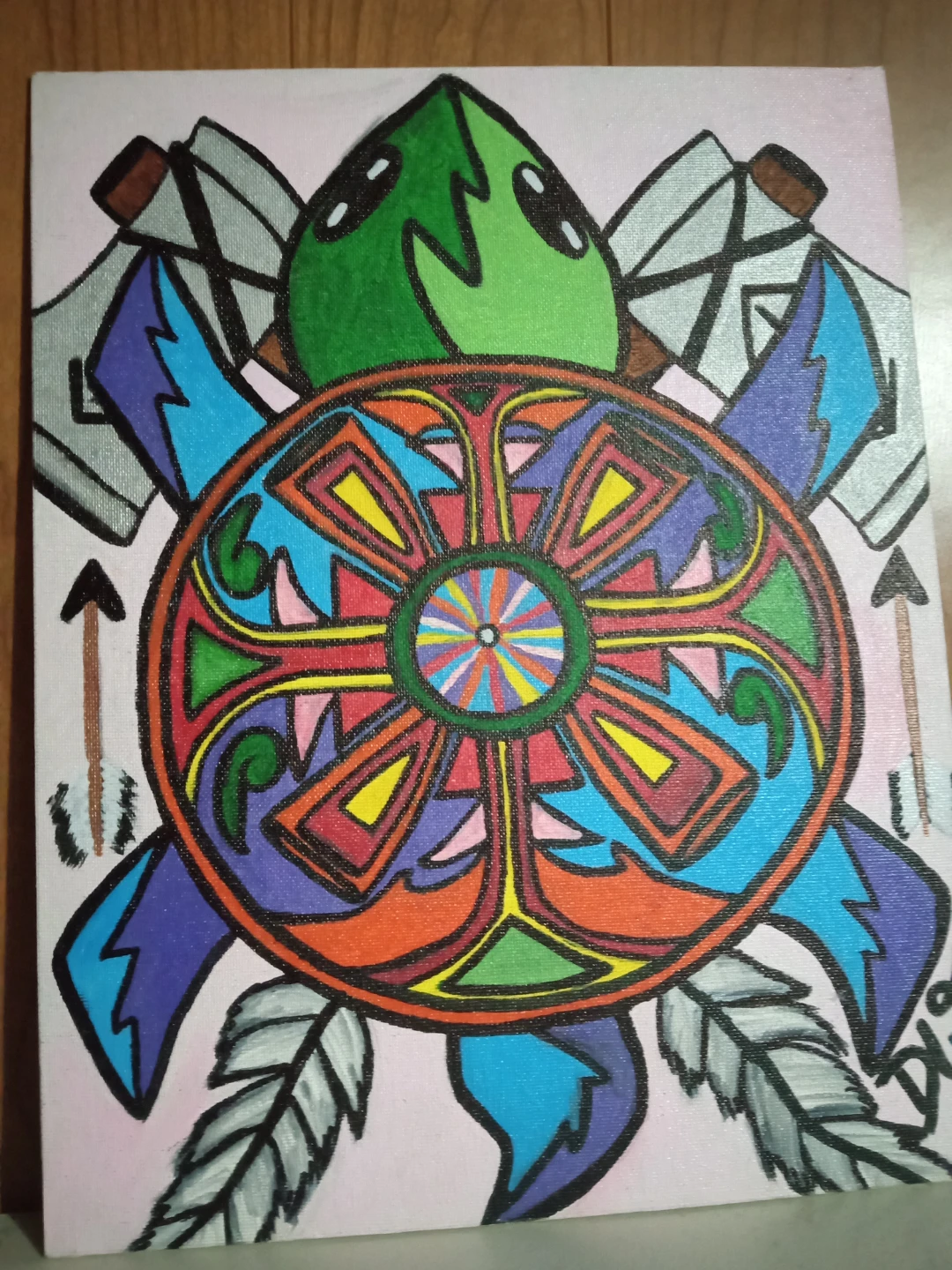 Vibrant Turtle & Medicine Wheel Canvas Art