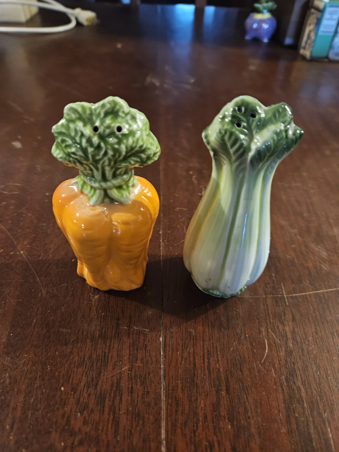Vegetable Salt and Pepper Shakers (Carrot and Bok Choy)