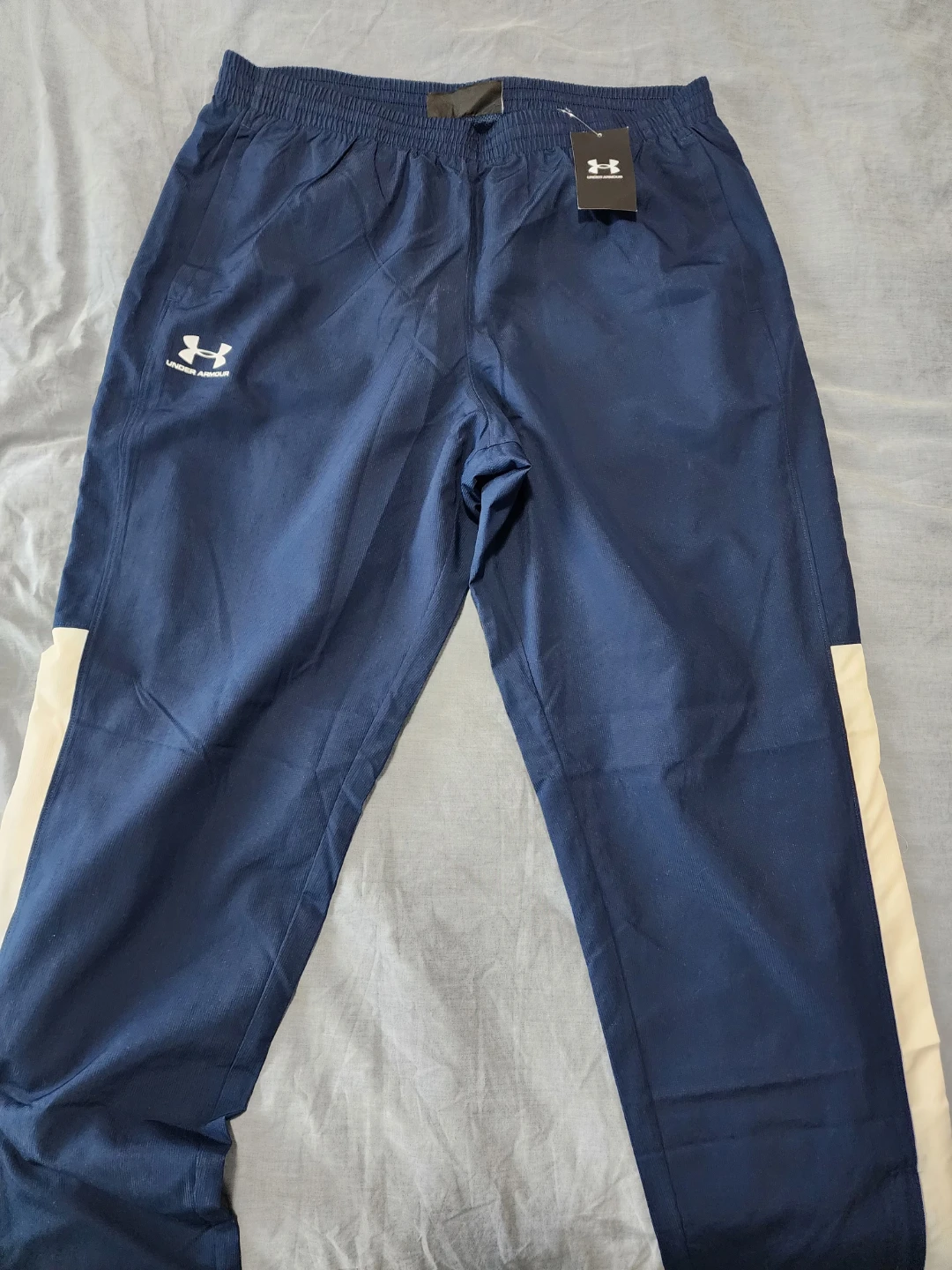 Under Armour Navy & White Track Pants - XL size