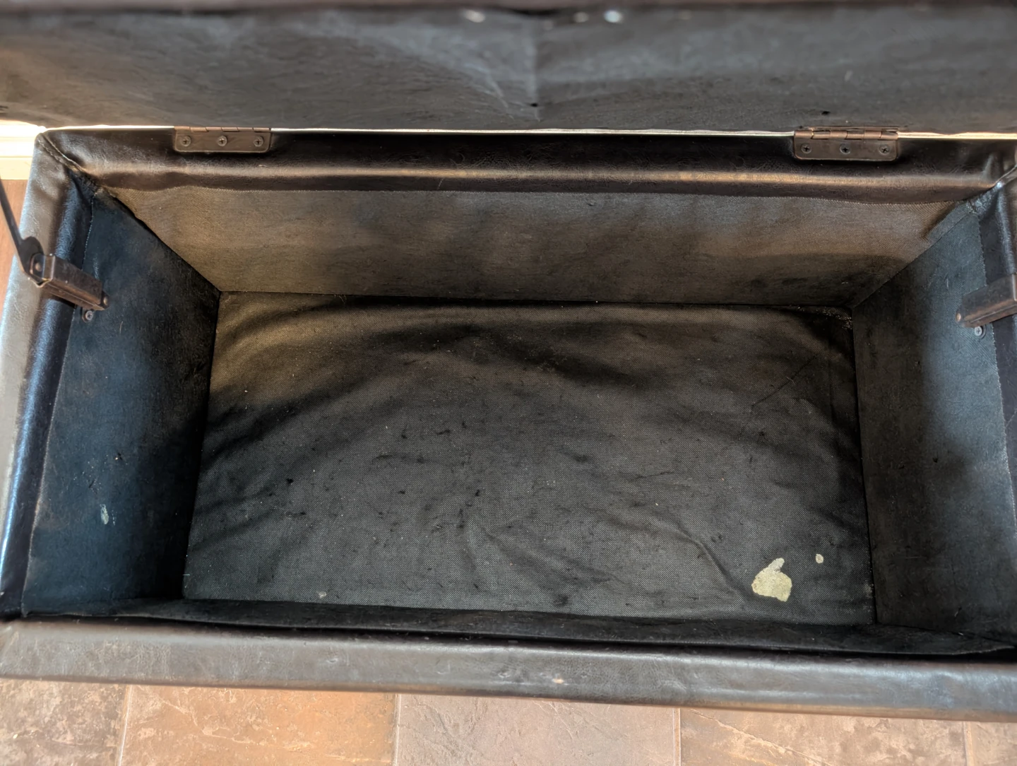 Black Faux Leather Storage Ottoman - photo 4