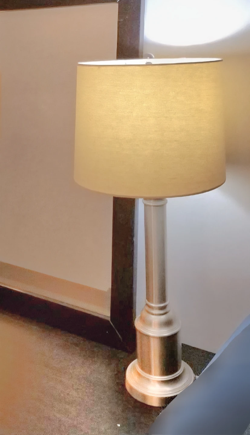 A Pair  of Chrome Table Lamp with Drum Shade - photo 4