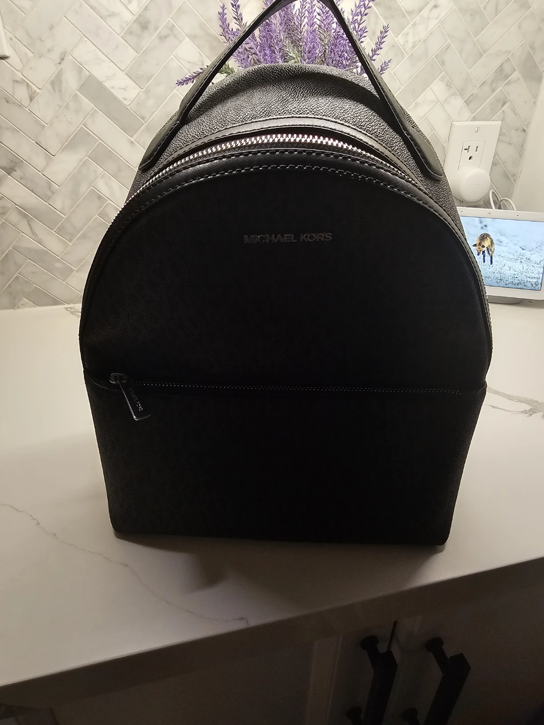 Michael Kors Sheila Medium Signature Logo Backpack - Black - photo 2