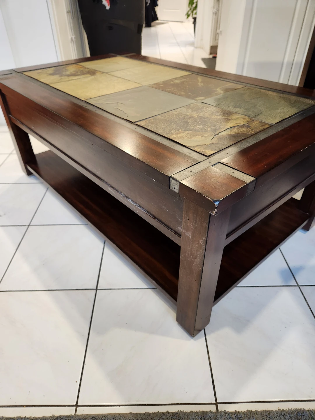 Lift-Top Coffee Table with Tiled Inlay - photo 2