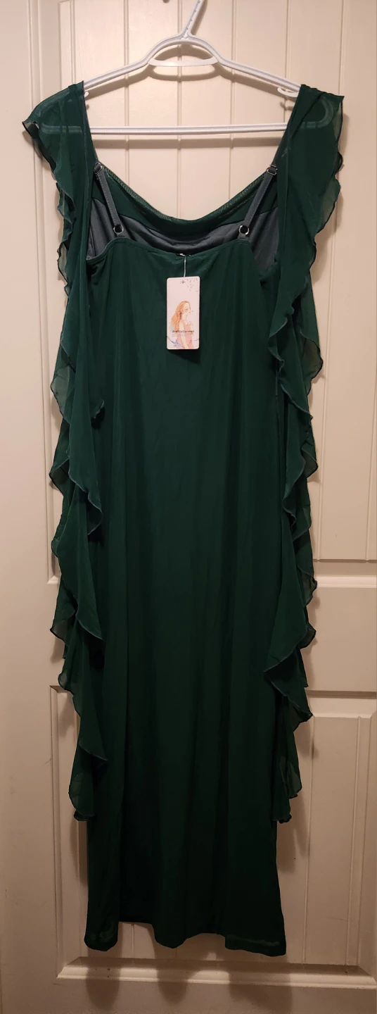Pretty Garden Women's Ruffled Green Dress - Size M