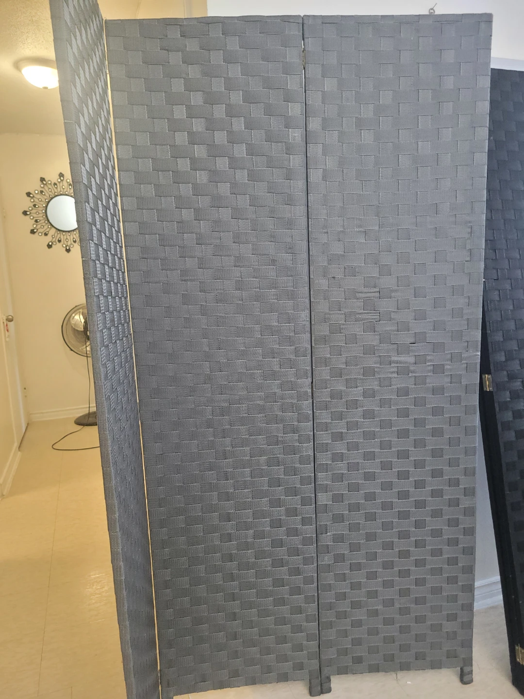 Grey 3-Panel Room Divider Screen