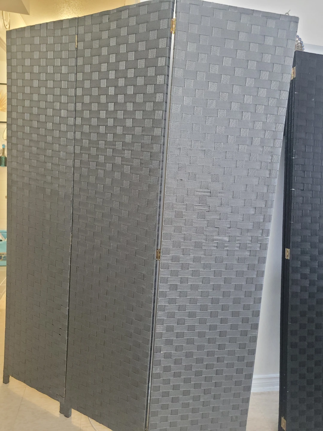 Grey 3-Panel Room Divider Screen - photo 2